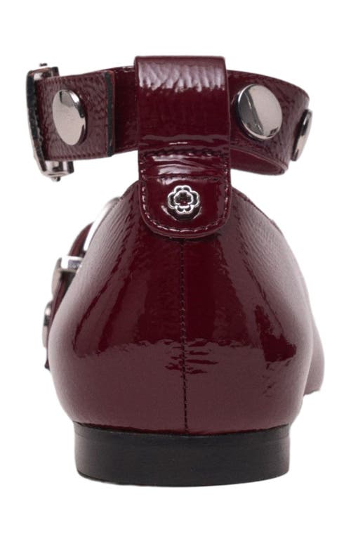 Maje Studded Leather Mary Jane Flats In Burgundy