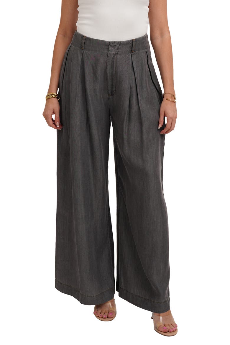 Pleated Wide Leg Tencel Lyocell Pants, Main, color, MEDIUM GREY