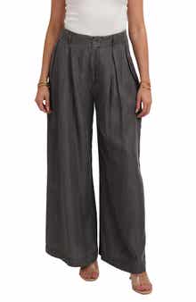 Pleated Wide Leg Tencel Lyocell Pants