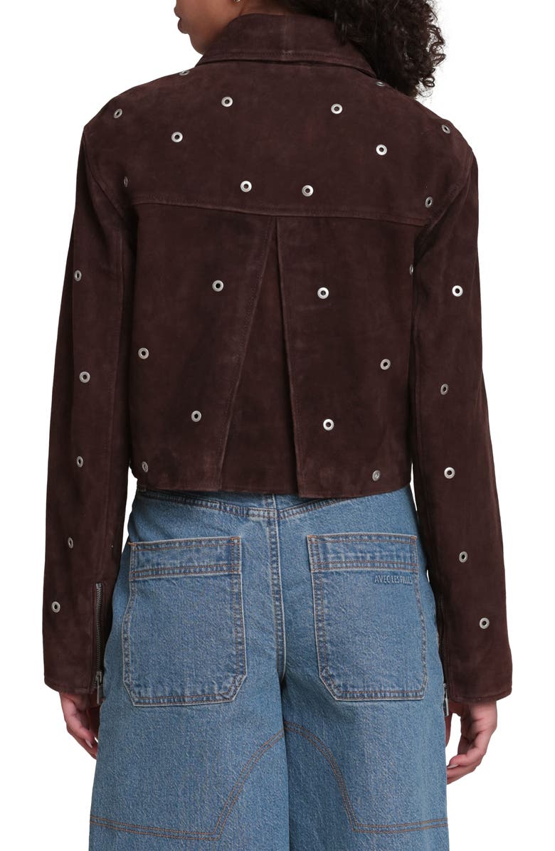 Avec Les Filles Grommet Detail Suede Jacket, Alternate, color, Chocolate