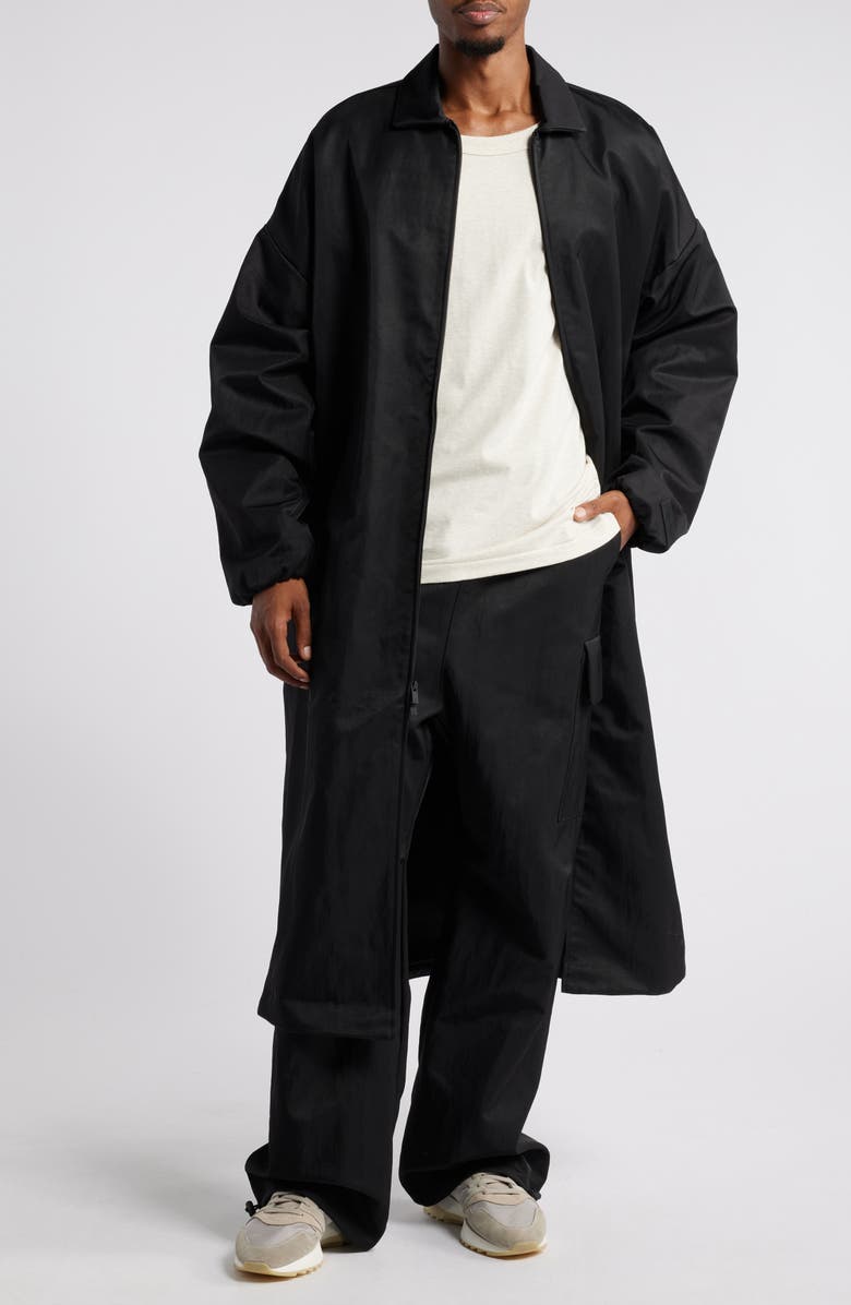 Fear of God Essentials Gender Inclusive Embroidered Logo Textured Nylon Car Coat, Main, color, 