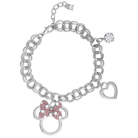 Minnie Mouse Bow Charm Bracelet, 7 +1'' Chain