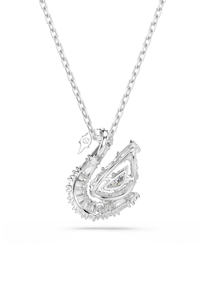 Crystal Swan Pendant Necklace, Alternate, color, SILVER