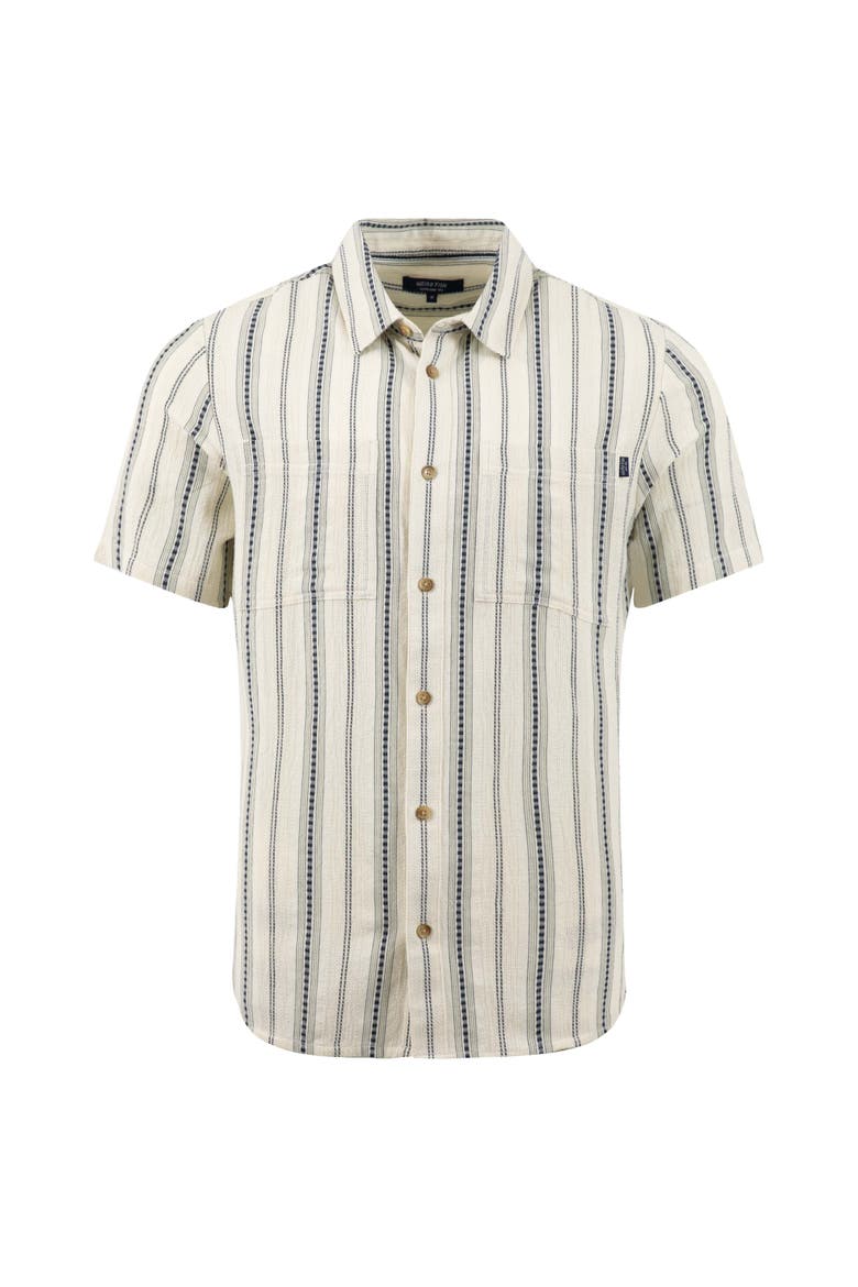 Madoc Woven Short Sleeve Striped Shirt, Alternate, color, Dusty White