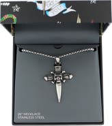 Ed Hardy Men's Skull & Crossbones Pendant Necklace
