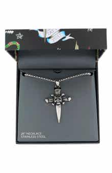 Ed Hardy Men's Skull & Crossbones Pendant Necklace