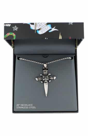 Ed Hardy Men's Skull & Crossbones Pendant Necklace