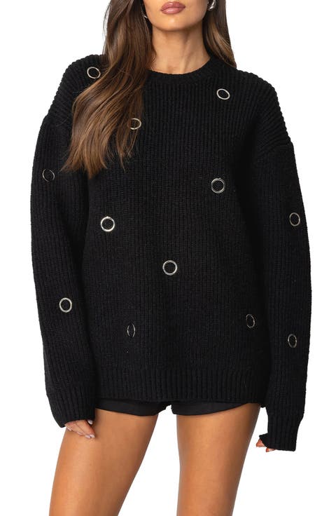 Ellia Grommet Oversize Sweater