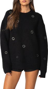 EDIKTED Ellia Grommet Oversize Sweater