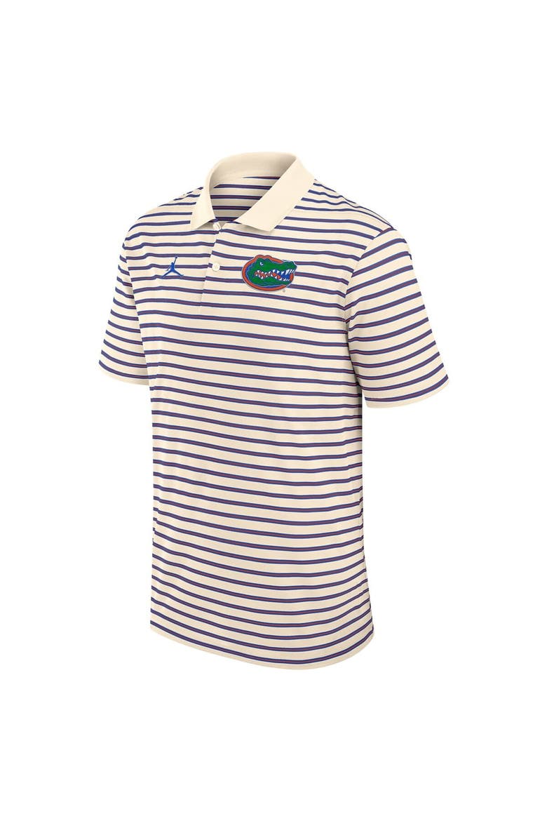 Men's Jordan Brand Tan/Royal Florida Gators Primary Logo Striped Dri-FIT Polo, Alternate, color, Tan