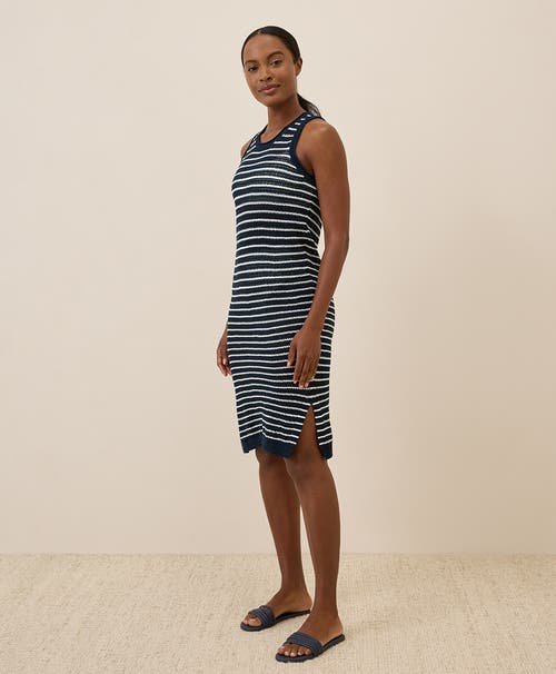 Pact Beachside Linen Crochet Cover-up Made With Organic Cotton In Blue