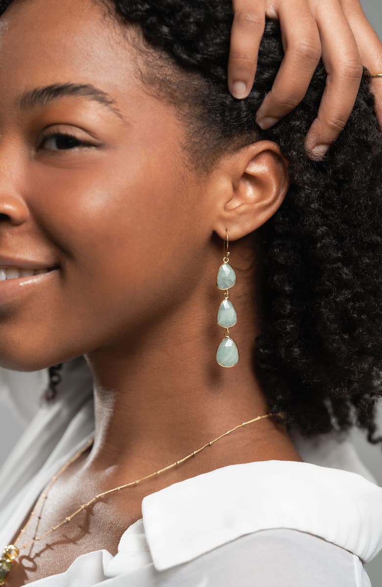 Kiara by Ki-Ele Kristyn Amazonite Triple Drop Earrings, Alternate, color,