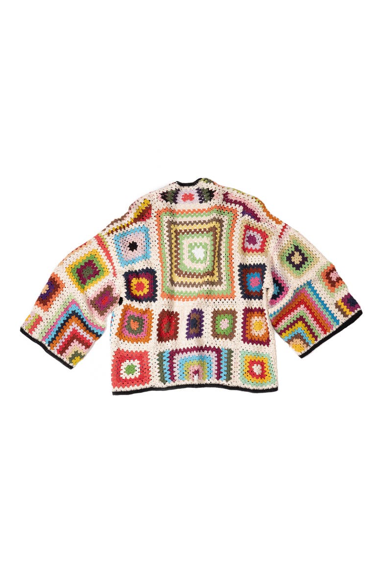 Granny Crochet Jacket, Alternate, color, WHITE MULTI