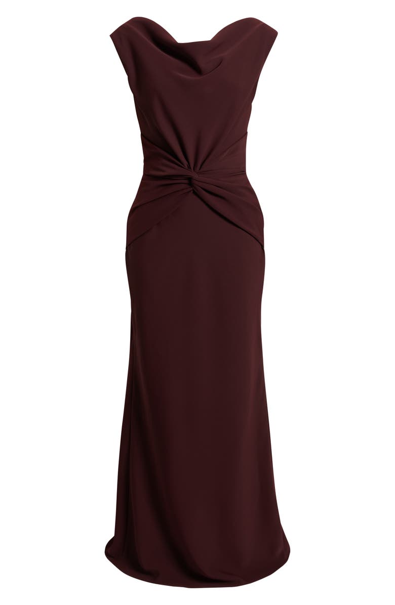 Amsale Gathered Waist Crepe Gown, Alternate, color, Ruby