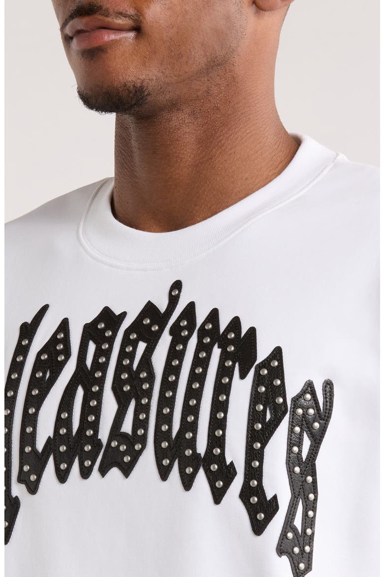 Twitch Leather Appliqué & Rhinestone T-Shirt, Alternate, color, WHITE