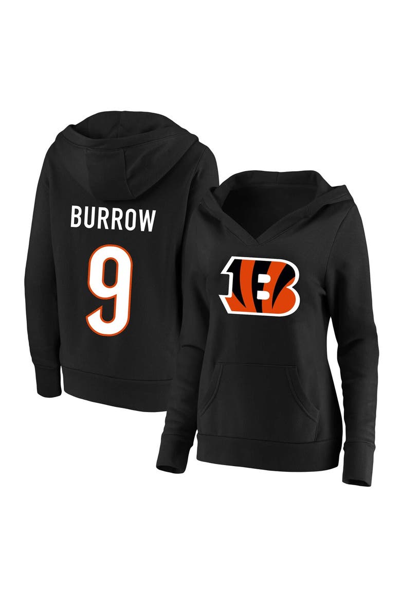 Women's Profile Joe Burrow Black Cincinnati Bengals Plus Size Player Name & Number Pullover Hoodie, Main, color, Black