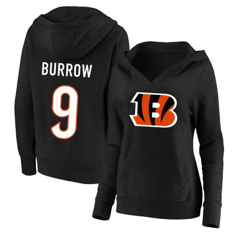 Women's Profile Joe Burrow Black Cincinnati Bengals Plus Size Player Name & Number Pullover Hoodie