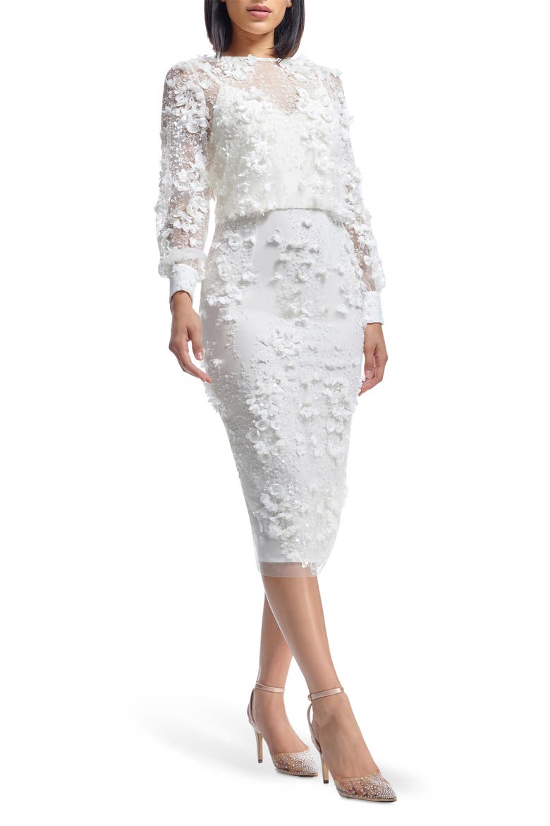 Pilar Long Sleeve Dress, Alternate, color, WHITE