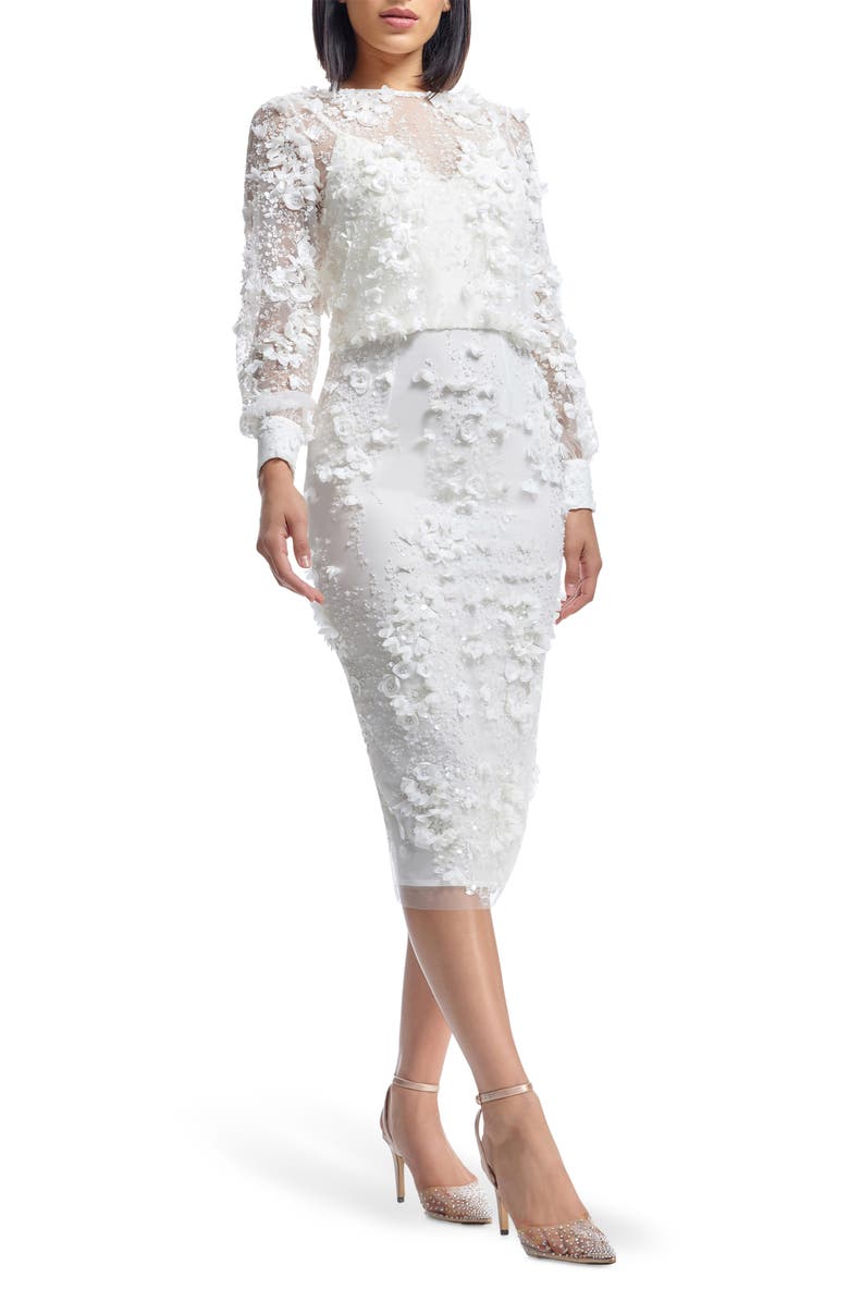 Dress the Population Pilar Long Sleeve Dress, Alternate, color, White