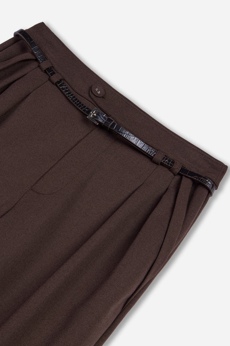 Belted Pleat Front Trousers, Alternate, color, Brown