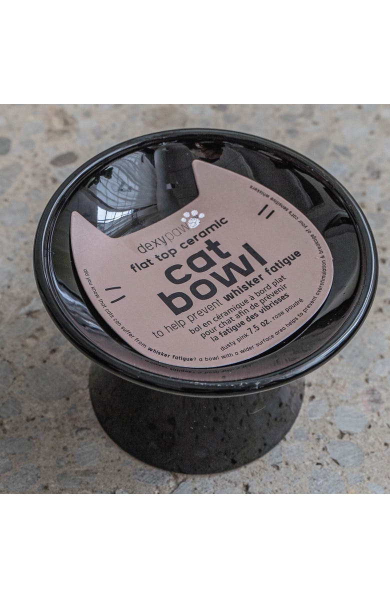 Dexypaws Flat Top Ceramic Bowl For Cats Black 7.5oz Capacity, Alternate, color, Black