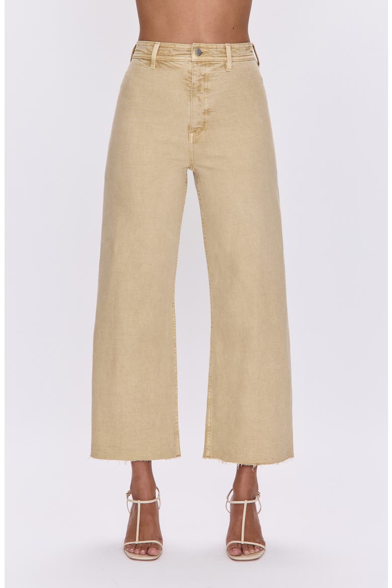Penny Crop High Waist Raw Hem Wide Leg Jeans, Main, color, SAND DOLLAR