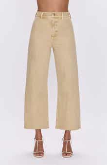 Penny Crop High Waist Raw Hem Wide Leg Jeans