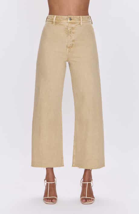 Penny Crop High Waist Raw Hem Wide Leg Jeans