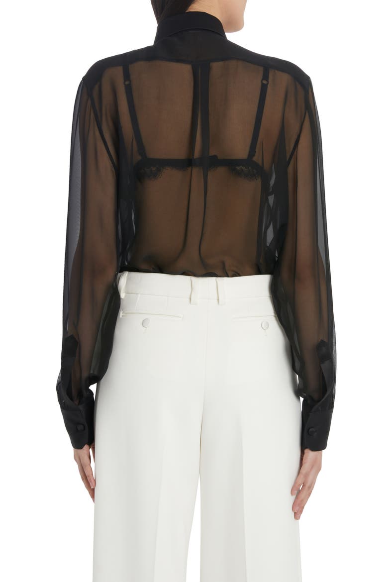 Sheer Stretch Silk Chiffon Blouse, Alternate, color, BLACK