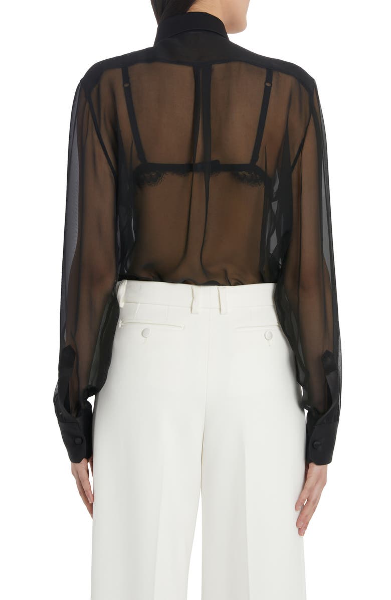 Dolce&Gabbana Sheer Stretch Silk Chiffon Blouse, Alternate, color, 