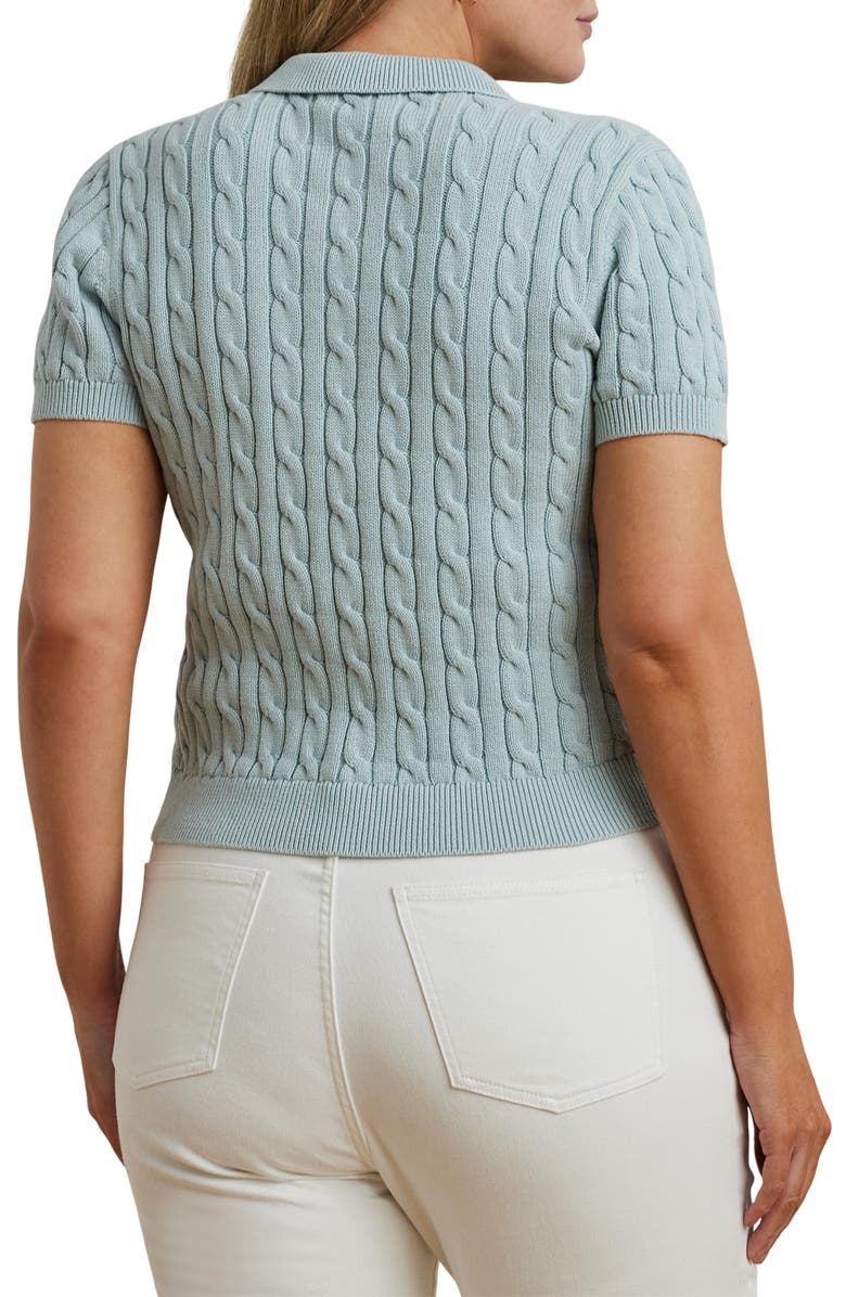 Lauren Ralph Lauren Cable Stitch Cotton Polo Sweater, Alternate, color, 