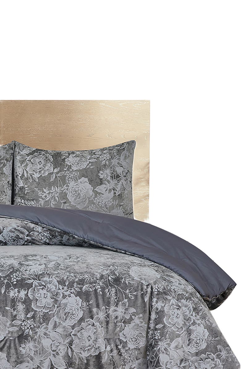 Scotch & Soda 3-Piece Full/Queen Floral Comforter & Sham Set, Alternate, color, Grey
