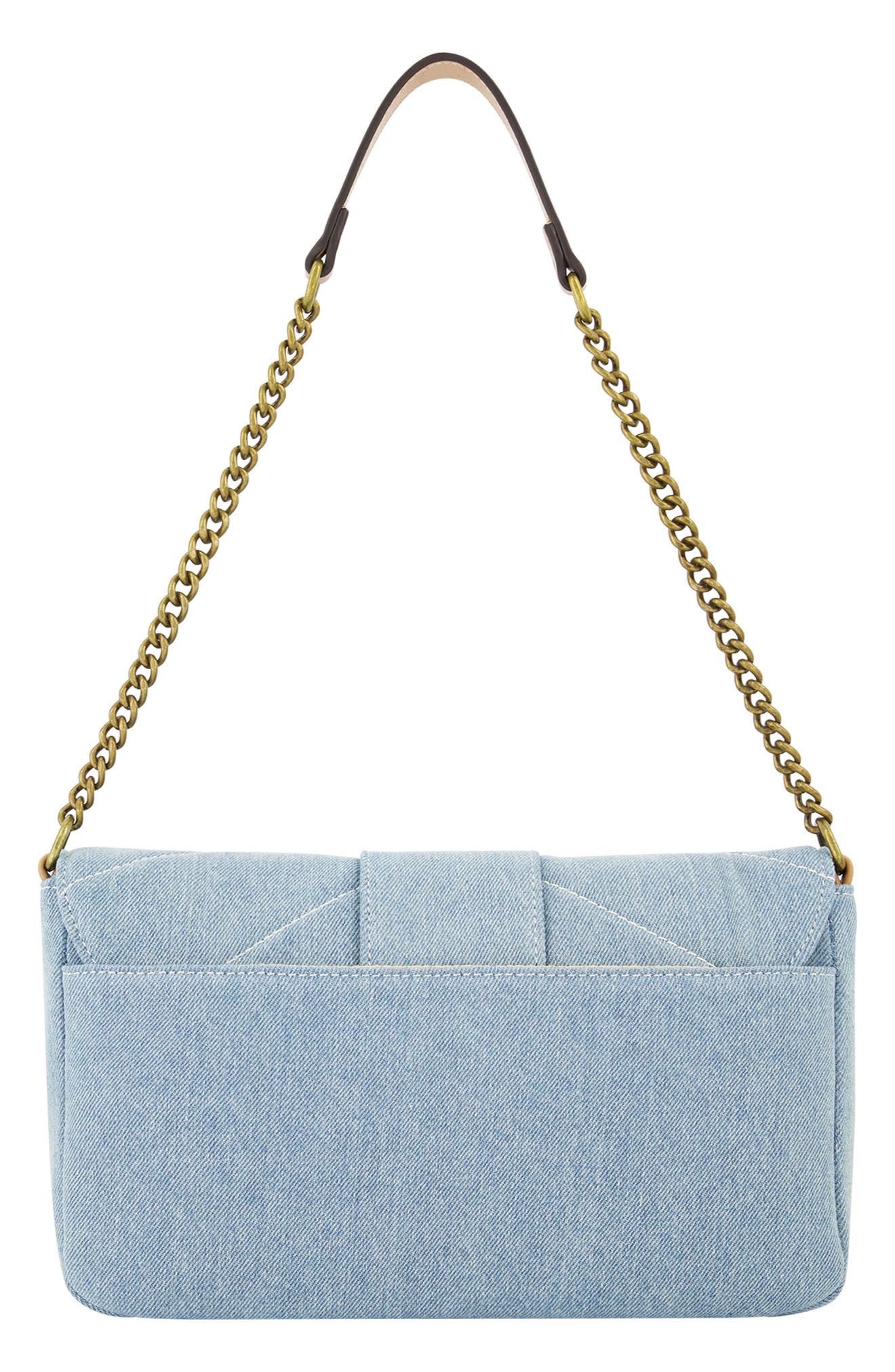 Denim Brass Hardware Flap, Alternate, color, LIGHT BLUE
