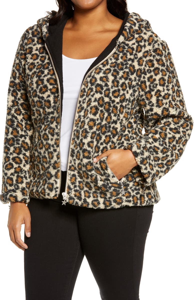 Chaser Cozy Leopard Zip Hoodie, Main, color, 