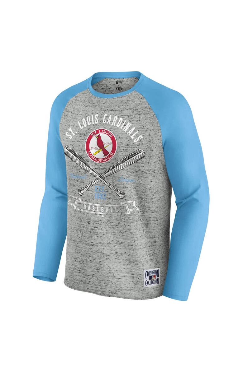 Darius Rucker Collection by Fanatics Men's Darius Rucker Collection by Fanatics Heather Gray St. Louis Cardinals Raw Edge Raglan Long Sleeve Baseball T-Shirt, Alternate, color, Heather Gray