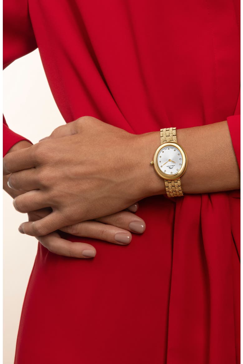 Women's Porsamo Bleu Angelica Oval Sunray Dial Stainless Steel Watch, Alternate, color, GOLD/ WHITE