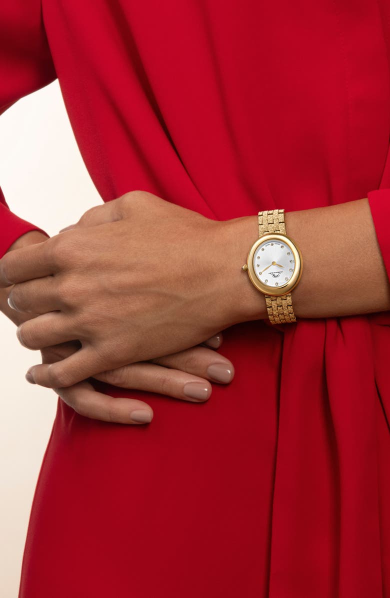 PORSAMO BLEU Women's Porsamo Bleu Angelica Oval Sunray Dial Stainless Steel Watch, Alternate, color, Gold/ White