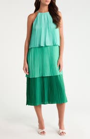 SUGARLIPS Sealy Pleated Sleeveless Tiered Maxi Dress