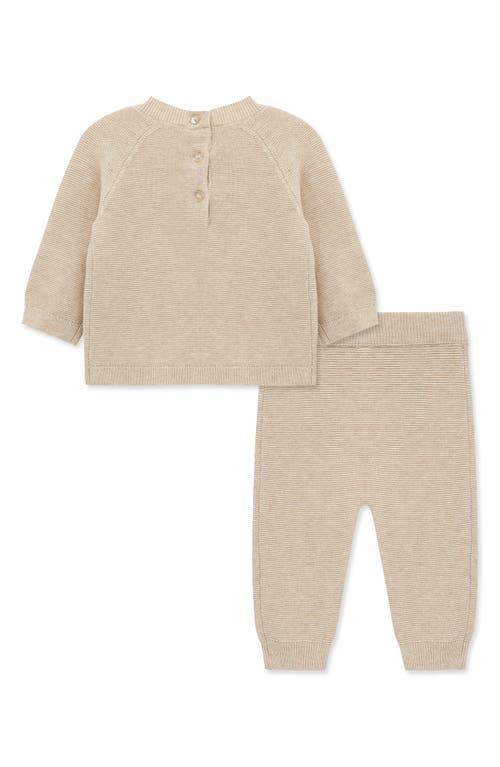 Little Me Bear Cotton Crewneck Sweater & Pants Set In Brown