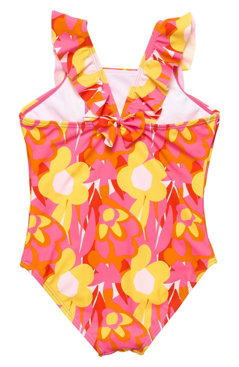 Snapper Rock Kids' Pop of Sunshine Ruffle One-Piece Swimsuit, Alternate, color, 