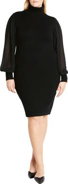 City Chic Jaylani Mock Neck Long Sleeve Dress
