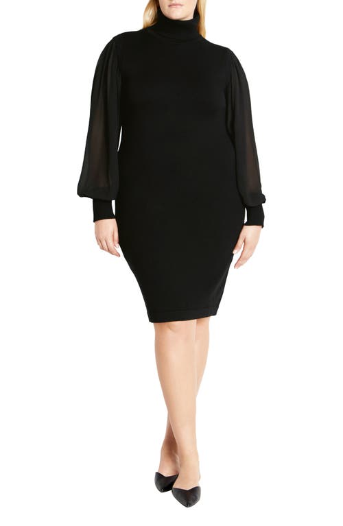 City Chic Jaylani Mock Neck Long Sleeve Dress In Multi