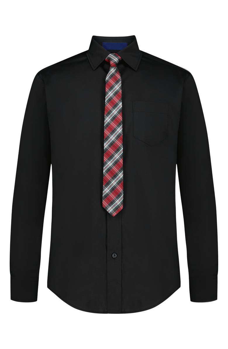 IZOD Kids' Stretch Dress Shirt & Tie Set, Main, color, Black