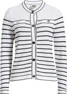 Anne Klein Stripe Stitch Detail Cardigan