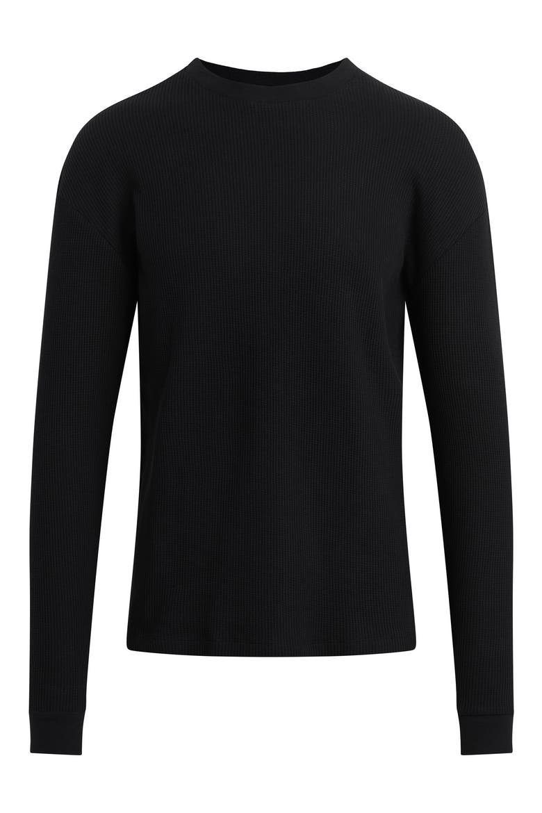 Waffle Monogram Long Sleeve T-Shirt, Alternate, color, BLACK