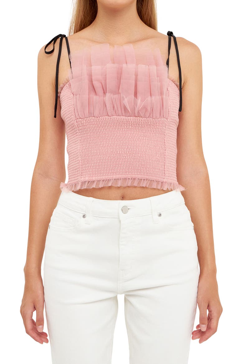 Tulle Crop Tank Top, Alternate, color, PINK