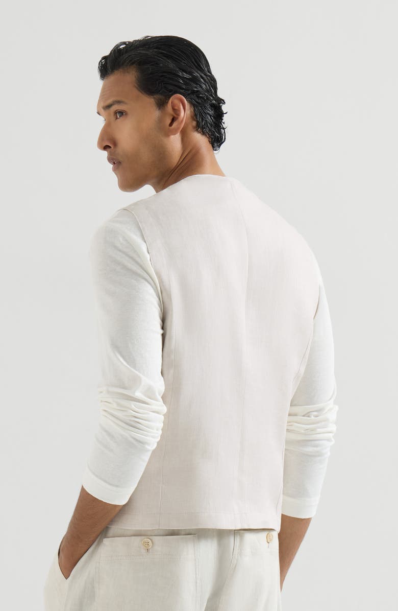 Brunello Cucinelli Linen waistcoat, Alternate, color, Shell