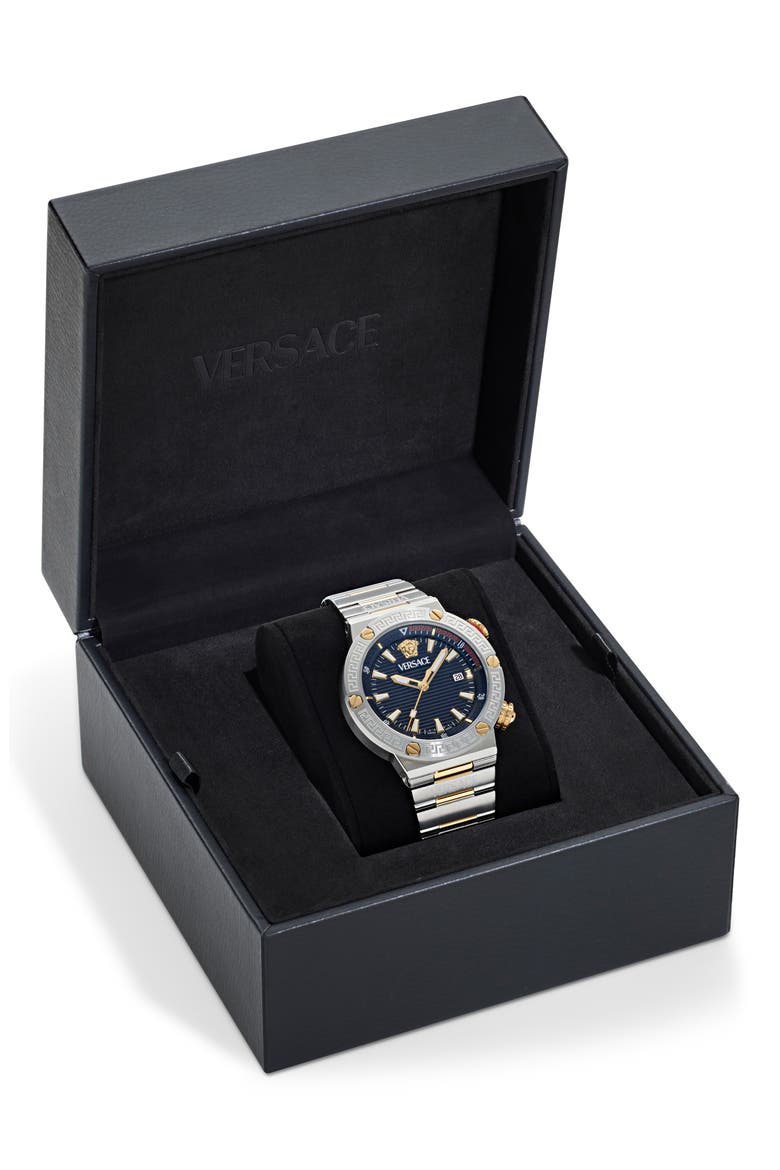 Greca Diver Bracelet Watch, 43mm, Alternate, color, TWO TONE