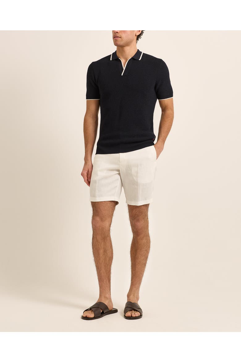 Horton Merino Stripe Tailored Fit Resort Collar Polo Shirt, Main, color, Navy