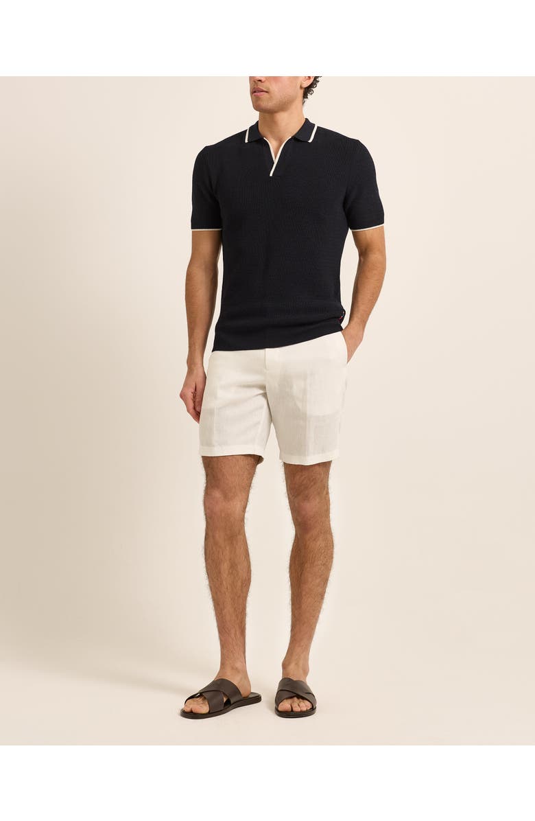 Orlebar Brown Horton Merino Stripe Tailored Fit Resort Collar Polo Shirt, Main, color, Navy